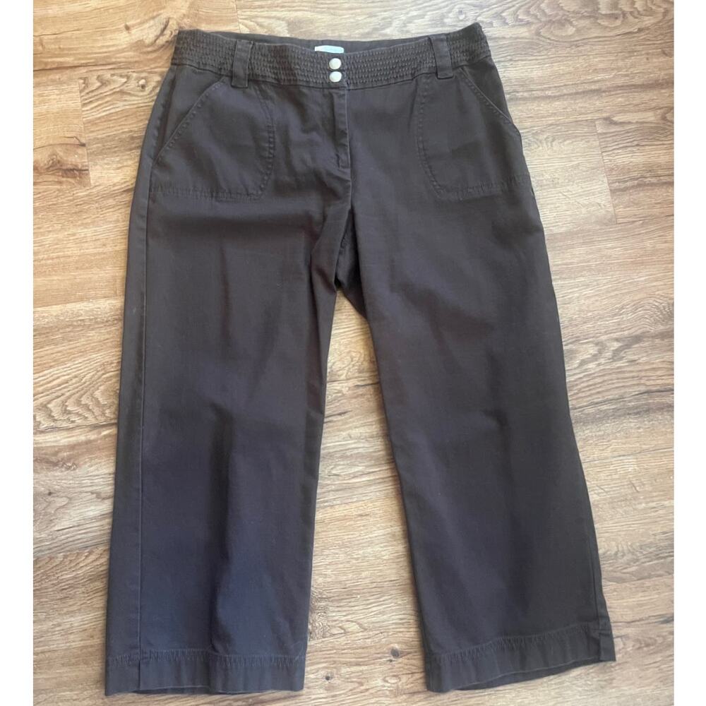 Chico's Brown Cropped Stretch Ankle Straight Leg Pants 1.5 Small